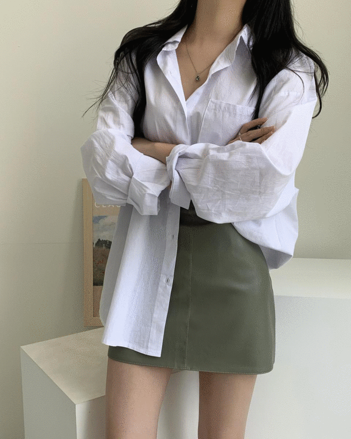루나 레이어드 오버핏 무지 핀턱 셔츠 남방 (6 color)